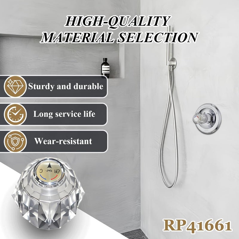 Javiix RP41661 Shower Faucet Replacement Kit for Delta and Peerless Single Handle Faucets with Button,One-Handle Tub/Shower Control with Clear Acrylic Handle Insert - Image 3